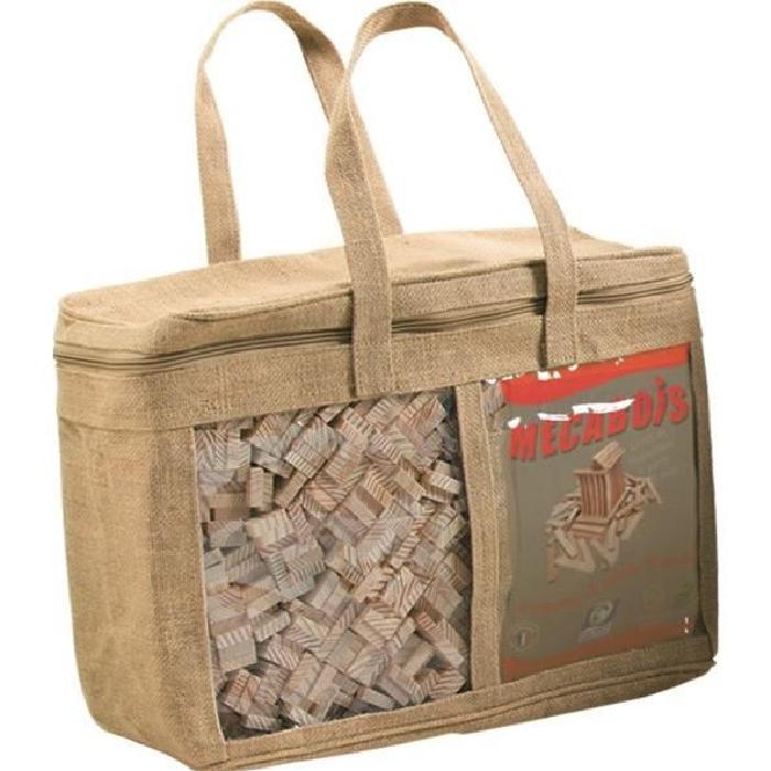 Mécabois Sac de Jutes de 400 pieces - Jeux de constructions planchettes en bois -  - Fabriqué en France