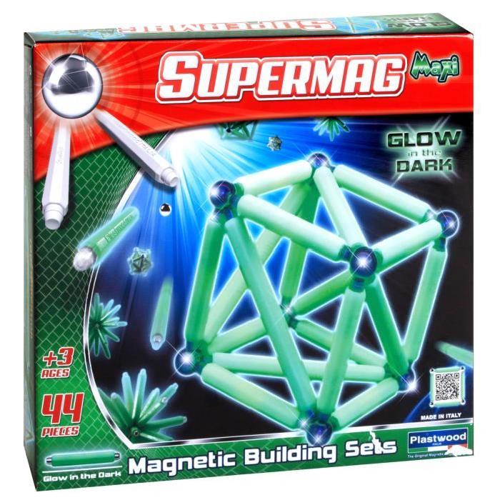 SUPERMAG Construction Magnétique Maxi Glow, 44 pieces