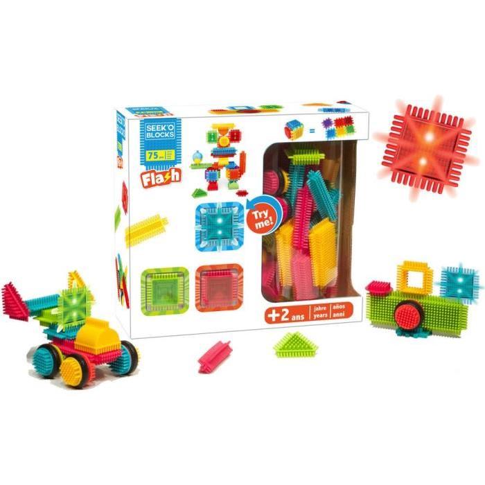 SEEK'O BLOCKS Boîte Flash 3 Lumieres - 75 Pieces