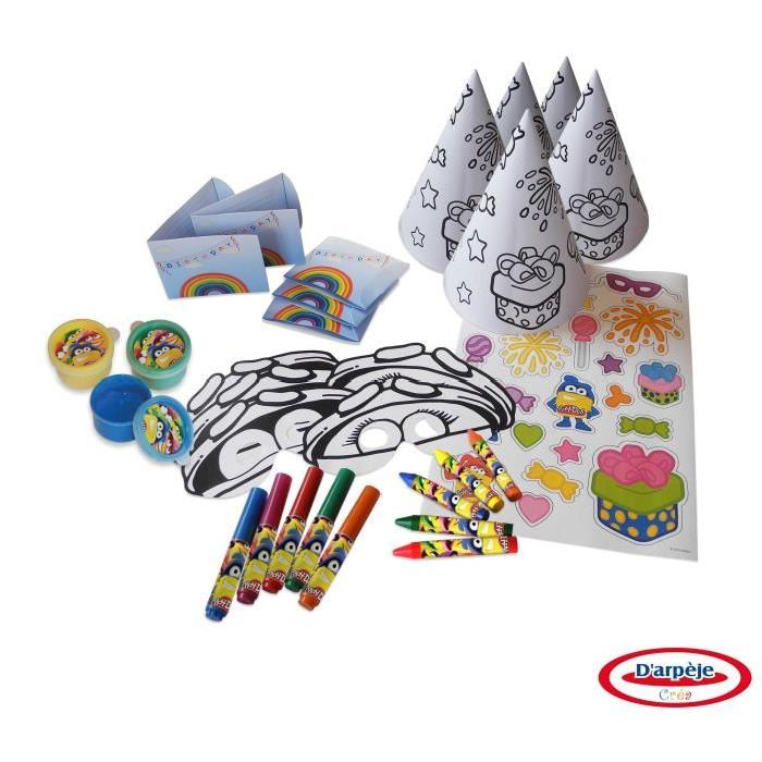 PLAY DOH - Coffret anniversaire - Coloriage - Pâte a modeler - Cartons d'invitations - Chapeaux