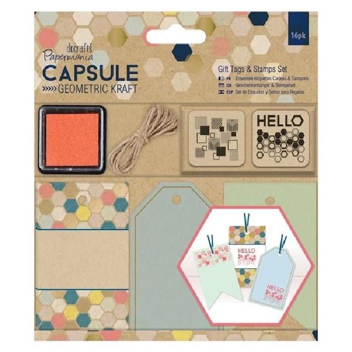 DOCRAFTS Pochoir adhésif Geometric Kraft - Carrés et rectangles - 20 x 20 cm