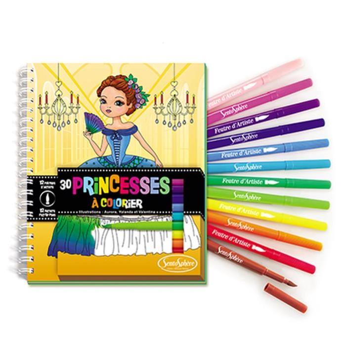 SENTOSPHERE Carnet De Coloriage + Feutres - Princesses