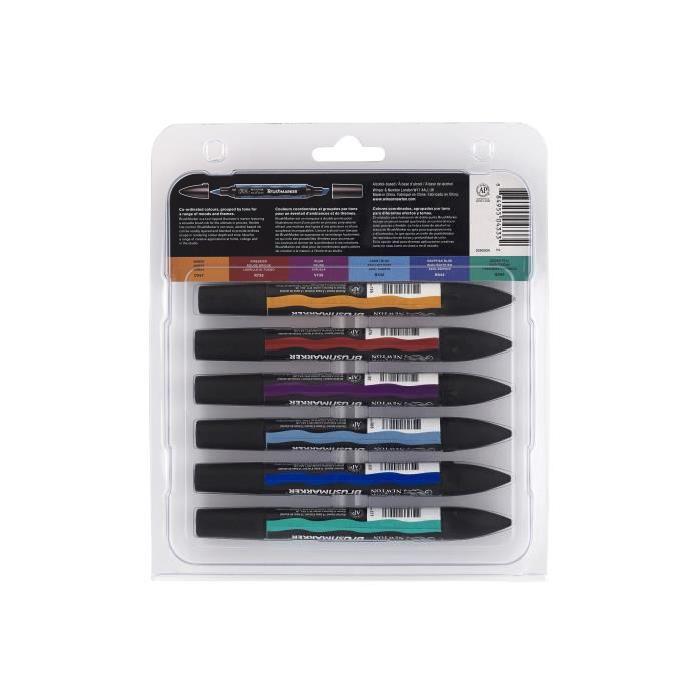 WINSOR & NEWTON Brushmarker marqueurs a alcool 6 tons riches