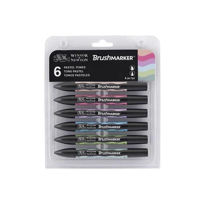 WINSOR & NEWTON Brushmarker marqueurs a alcool 6 tons pastels