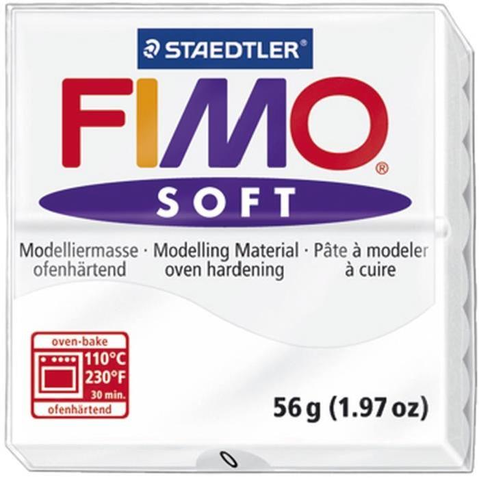 STAEDTLER Pâte a modeler a cuire Fimo Soft bloc 56 g blanc