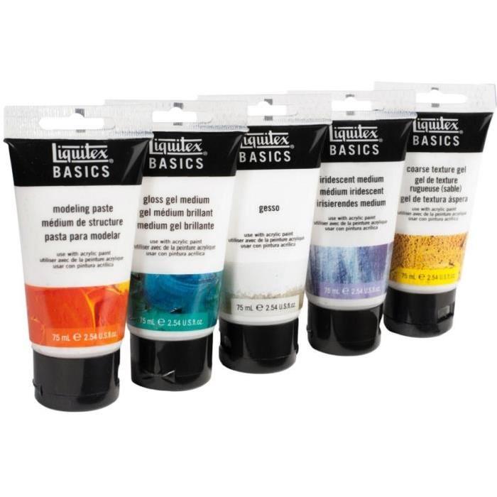 LIQUITEX Set 5 tubes additifs pour peinture acrylique basics 75 ml