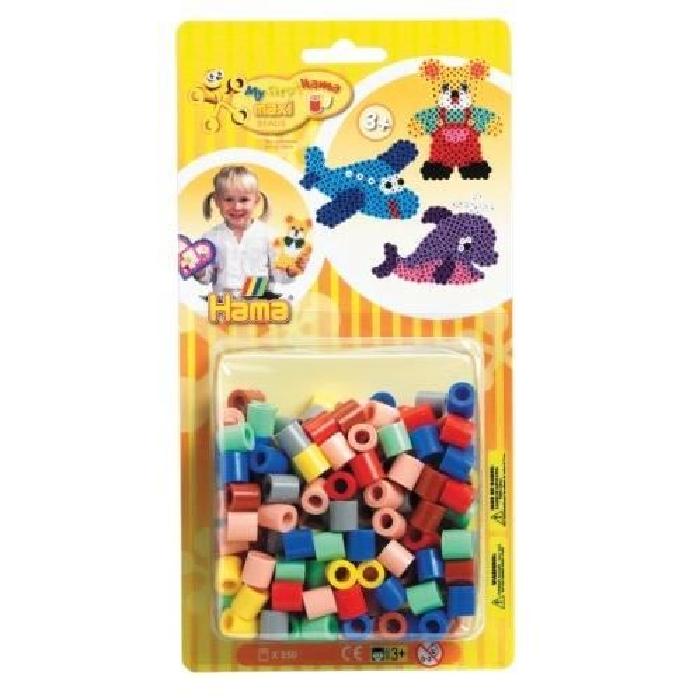 HAMA Blister de 250 perles Maxi mélange 7 couleurs