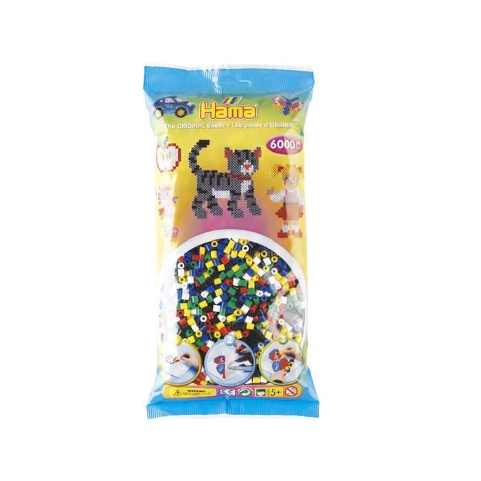 HAMA Sachet de 6000 perles moyennes mélange de 6 couleurs