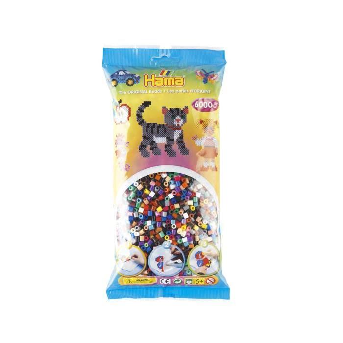 HAMA Sachet de 6000 perles moyennes mélange de 22 couleurs