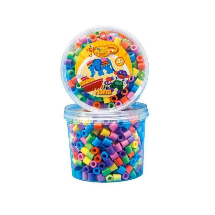 HAMA Pot de 600 perles Maxi mélange de pastel