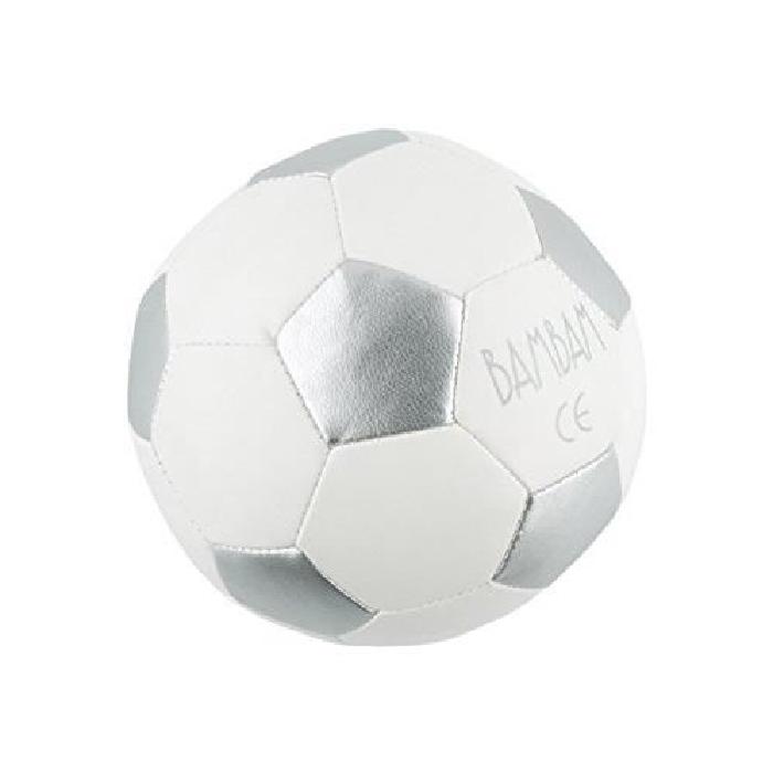 BAMBAM Ballon de foot argenté - Des la naissance - Blanc et gris - Tissu - 12 x 12 x 12 cm