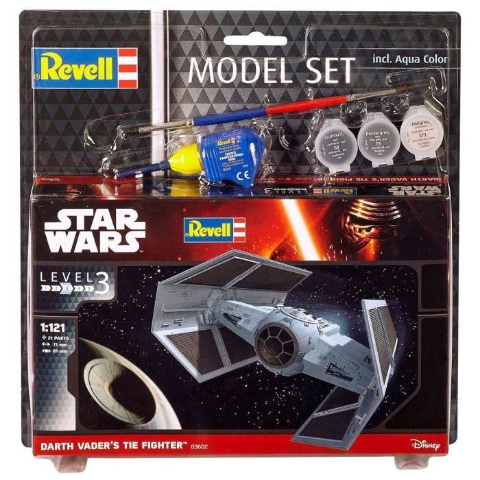 STAR WARS Model Set Darth Vader's Tie Fighter Maquette a Construire, a Coller et a Peindre, Avec Accessoires