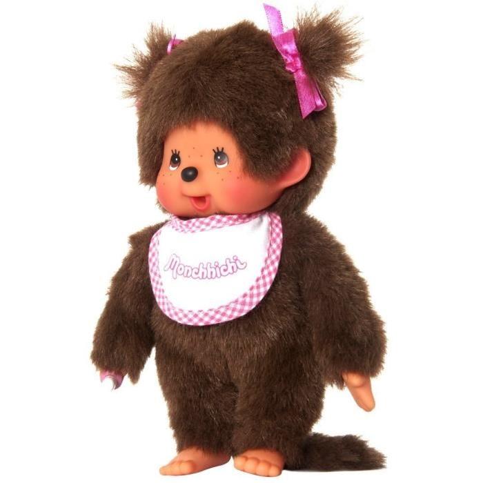 Monchhichi Fille Bavoir Rose 20 cms