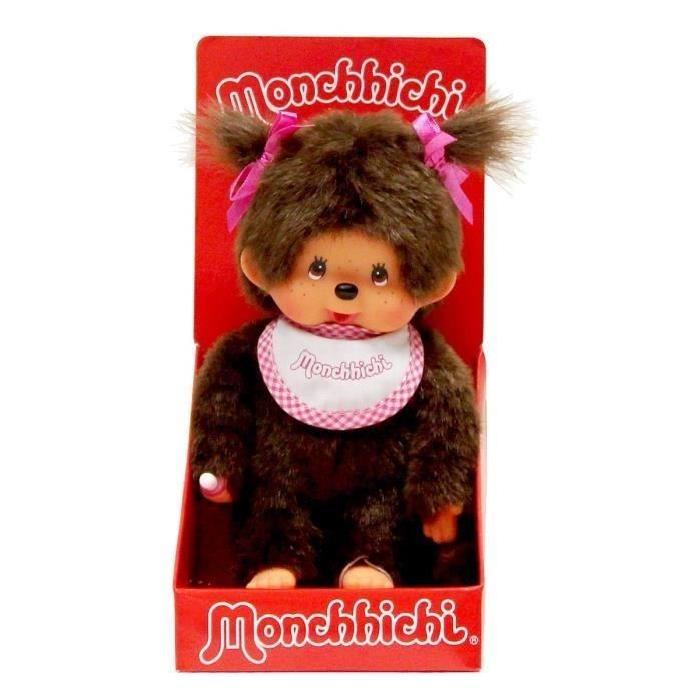 Monchhichi Fille Bavoir Rose 20 cms