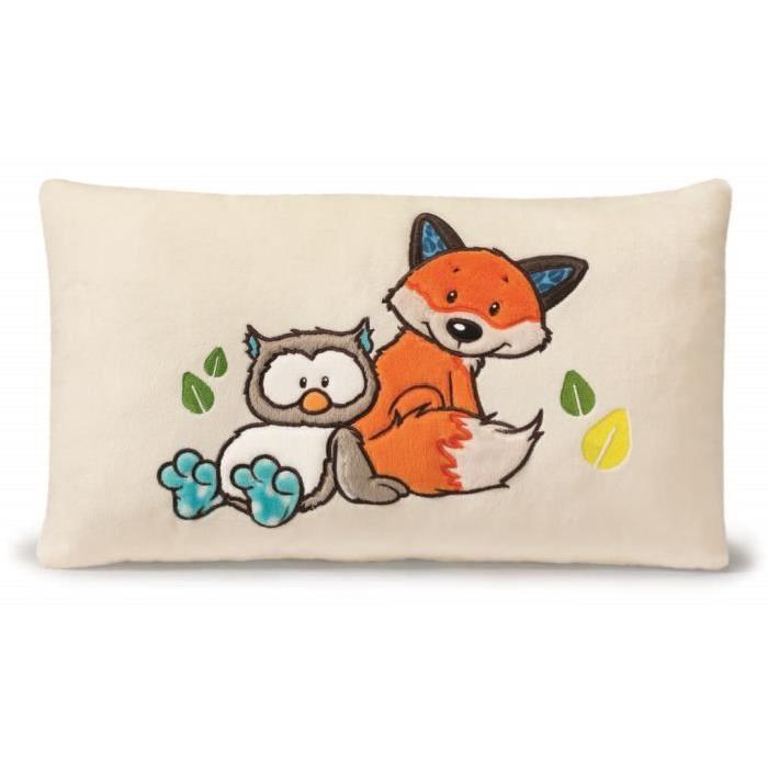 NEOTILUS Coussin Peluche Renard & Chouette 43x25cm