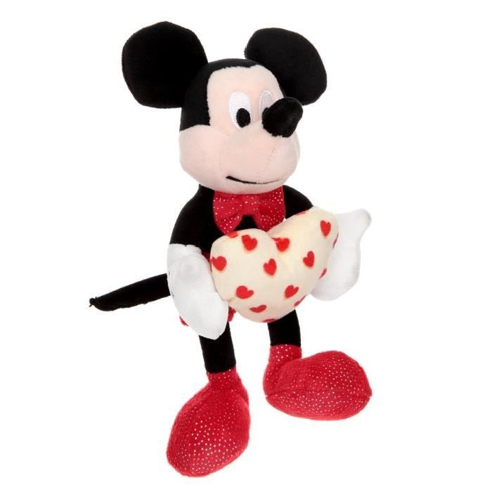 Peluche Mickey et Minnie coeur - 17cm