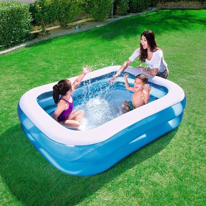 BESTWAY Piscine Gonflable Familiale De Luxe Bleue 211 x 132 x 46 cm