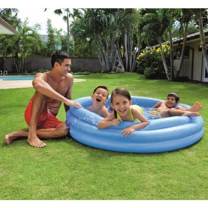 INTEX Piscine gonflable pour enfant 3 boudins - Ø1,47m - Bleu cristal