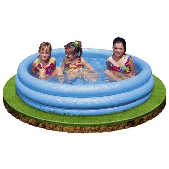 INTEX Piscine gonflable pour enfant 3 boudins - Ø1,47m - Bleu cristal