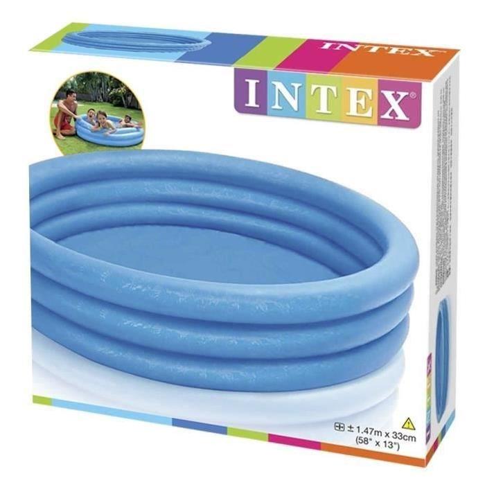 INTEX Piscine gonflable pour enfant 3 boudins - Ø1,47m - Bleu cristal