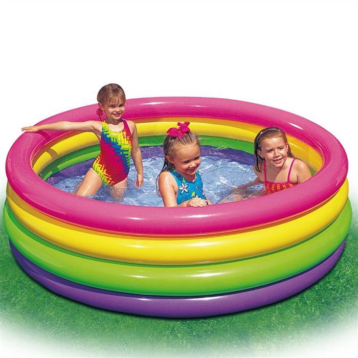 INTEX Piscine Gonflable Enfant Arc en ciel Sunset Glow 4 Boudins 168 X 46 CM