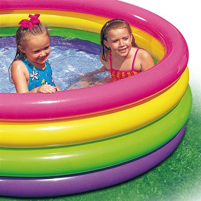 INTEX Piscine Gonflable Enfant Arc en ciel Sunset Glow 4 Boudins 168 X 46 CM