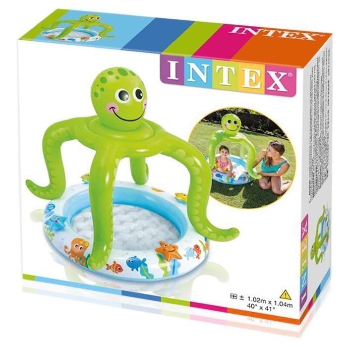 INTEX Piscinette enfant Pataugette Ombrelle Petite Pieuvre 102x104 cm