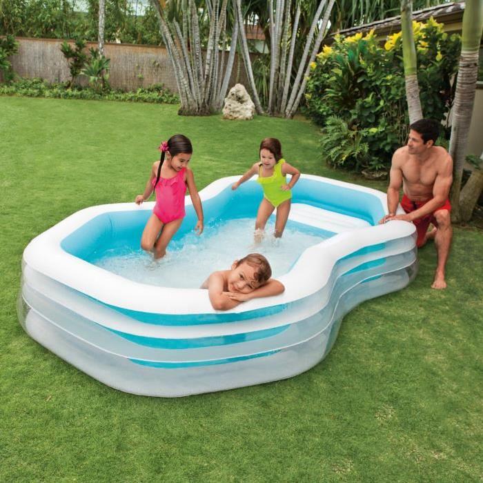 INTEX Piscine Gonflable Enfant / Famille rectangulaire avec  Ombrelle a Jets d'eau 310 x 188 x 130 Cm