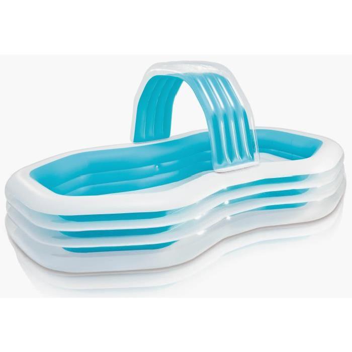 INTEX Piscine Gonflable Enfant / Famille rectangulaire avec  Ombrelle a Jets d'eau 310 x 188 x 130 Cm