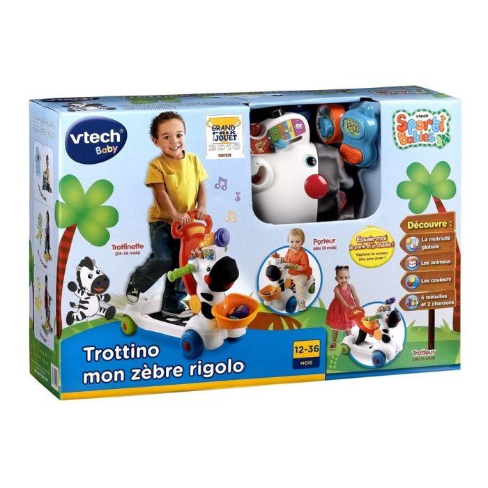 VTECH Porteur Trottino Mon Zebre Rigolo 3 en 1