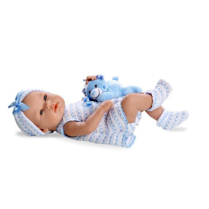 ARIAS Poupon Real Baby bleu avec petit ours - 42 cm