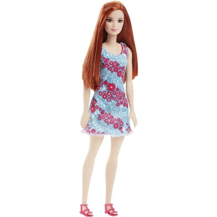 Barbie Chic Rousse Robe Fleurie Bleue