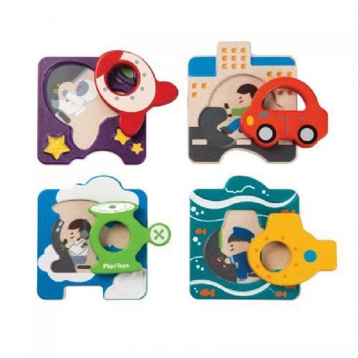 PLAN TOYS Jeu en bois Puzzle véhicules