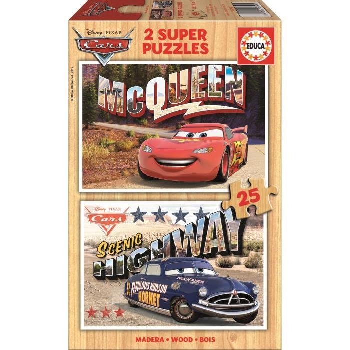 CARS Puzzle en Bois 2x25 Pieces