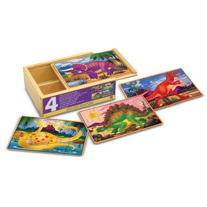 MELISSA & DOUG - 4 Puzzles En Bois - Dinosaures