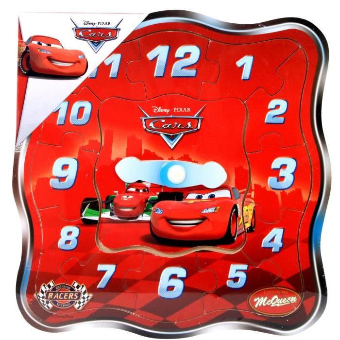 CARS Puzzle en bois - 12 Pieces forme horloge - Mixte - A partir de 18 mois