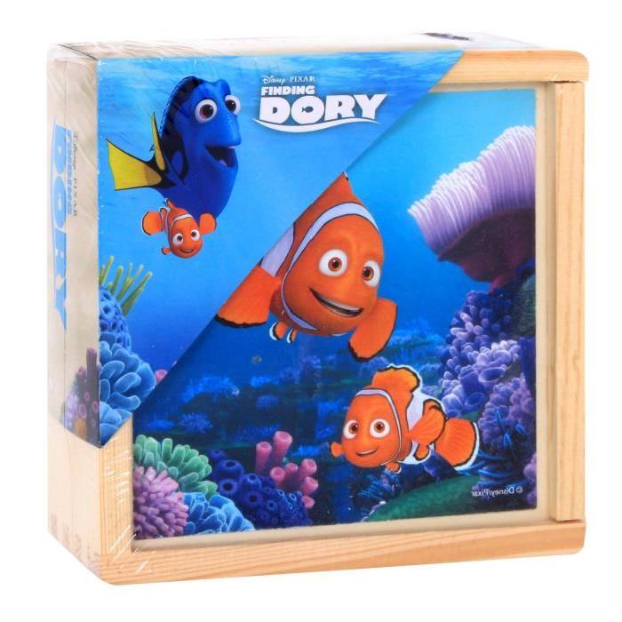 LE MONDE DE DORY Puzzle - Lot de 9 Cubes en bois - 6 Dessins - Mixte - A partir de 24 mois