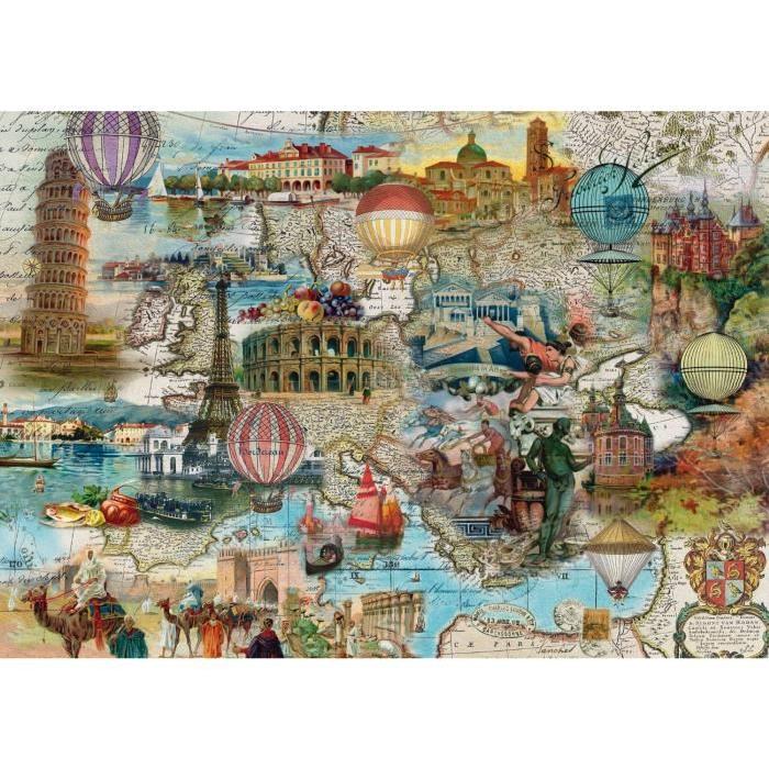 SCHMIDT and SPIELE  Puzzle Adulte Tour de Montgolfiere a travers l'Europe - 1000 pcs