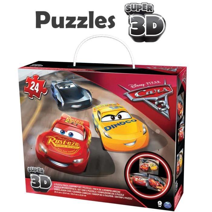 CARS 3 - Boite 3 Puzzles Image Effet 3D