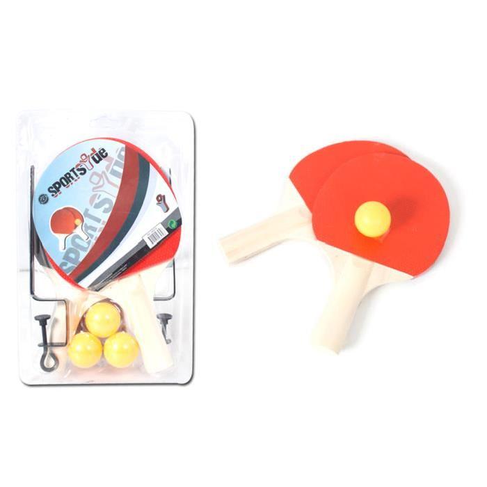 MGM Lot de 2 raquettes de Ping Pong avec 3 balles et 1 filet de 120 cm