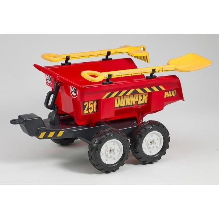 FALK Remorque Dumper Maxi 4 Roues + Pelle & Rateau