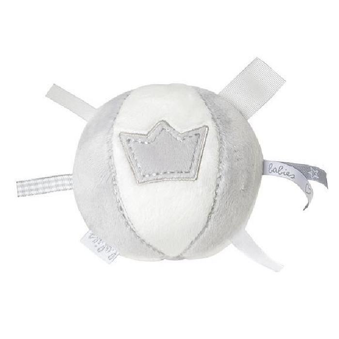 BAMBAM Balle couronne grise - Des la naissance - Blanc et gris - Tissu - 10,5 x 10,5 x 10,5 cm