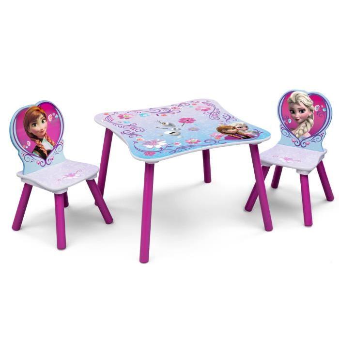 LA REINE DES NEIGES Table enfant et 2 chaises enfant en bois