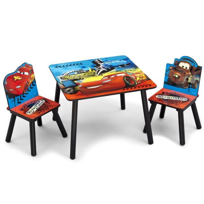 CARS Table enfant et 2 chaises enfant en bois