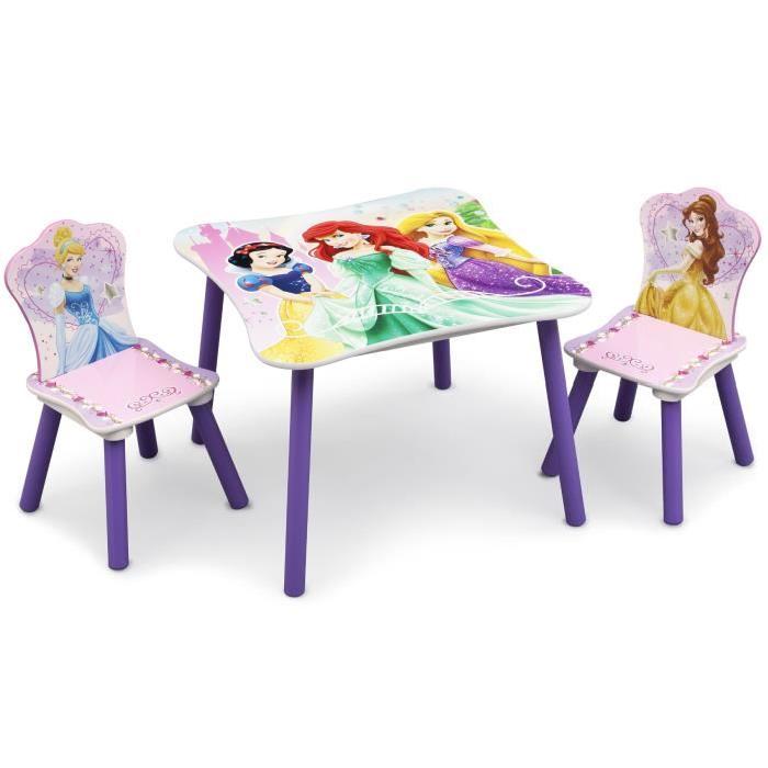 DISNEY PRINCESSES Table enfant et 2 chaises enfant en bois