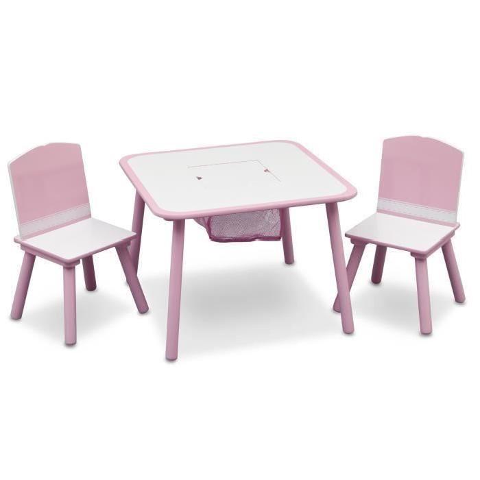 Table enfant et 2 chaises rose