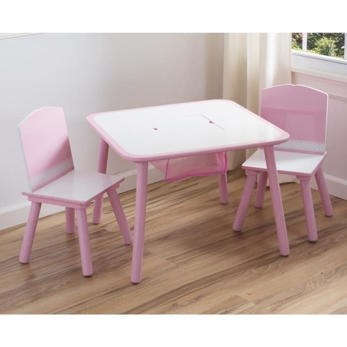 Table enfant et 2 chaises rose