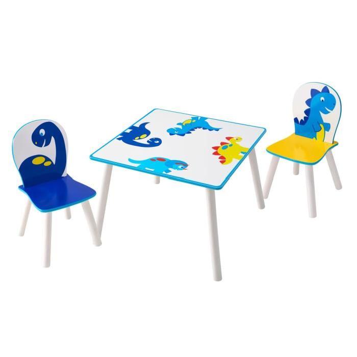 HELLOHOME Table et deux chaises - motif Dinosaures