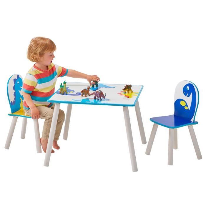 HELLOHOME Table et deux chaises - motif Dinosaures