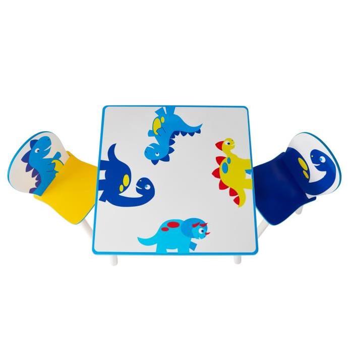 HELLOHOME Table et deux chaises - motif Dinosaures